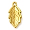 Ion Plating(IP) 304 Stainless Steel Pendants, Leaf Charm, Real 18K Gold Plated, 24x11.5x3mm, Hole: 2mm