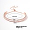 Simple and Elegant Minimalist Style Brass Crystal Rhinestone Box Chain Slider Women's Bracelets, Rose Gold, 10-1/4 inch(26cm)