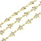 Rack Plating Brass Chains Micro Pave Cubic Zirconia, Long-Lasting Plated, Cadmium Free & Lead Free, Soldered, with Spool, Golden, 10x6x2.3mm