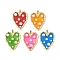 Rack Plating Brass & Epoxy Resin Pendants, Heart Charms with Snap on Bails & Plastic Pearl, Real 18K Gold Plated, Cadmium Free & Lead Free, Long-Lasting Plated, Mixed Color, 35x28x6.5mm, Hole: 4x3.5mm