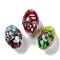 Handmade Lampwork Beads, Inner Flower, Oval, Mixed Color, 19~20x13~14mm, Hole: 1.6~1.8mm