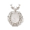 Natural Quartz Crystal Pendants, with Platinum Tone Alloy Findings, Deer Charms, 56x33x4mm, Hole: 5x8mm