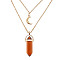 Dyed Natural Jasper Cone Pendant Double Layer Necklace, with Moon Charms, 19.69 inch(50cm)