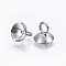 201 Stainless Steel Bead Cap Pendant Bails, for Globe Glass Bubble Cover Pendant Making, Stainless Steel Color, 6x6mm, Hole: 2.5mm