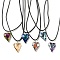 Waxed Cord Necklaces, K9 Glass Pendant Necklaces, Heart, Mixed Color, 17.91 inch(45.5cm)