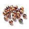 UV Plating Rainbow Iridescent Acrylic Beads, with Gold Foil, Textured, Round, Sienna, 14mm, Hole: 3.5mm