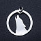 Non-Tarnish 201 Stainless Steel Pendants, Howling Wolf Pendants, with Unsoldered Jump Rings, Flat Round with Wolf, Stainless Steel Color, 20x1mm, Hole: 3mm, Jump Ring: 5x0.8mm