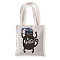 Cute Cat Printed Canvas Women's Tote Bags, with Handle, Rectangle Shoulder Bags for Shopping, Black, Fish, 37x33cm