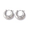 Tarnish Resistant 304 Stainless Steel Croissant with Flower Hoop Earrings for Women, Stainless Steel Color, 20.5x20x4mm, Pin: 0.7mm