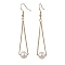 Natural Cultured Freshwater Pearl Dangle Earrings, with 304 Stainless Steel Earring Hooks, Round, Golden, 65x8mm