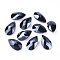 Faceted Glass Pendants, teardrop, Prussian Blue, 22x13x8.5mm, Hole: 1mm