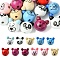 Natural Wooden Beads, Bear & Panda, Mixed Color, 25~27x26~28.5x23.5~25.5mm, Hole: 5mm