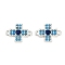 Brass Blue Cubic Zirconia Connector Charms, Cross Links, 925 Sterling Silver Plated, 13.5x9.5x3mm, Hole: 1.2mm