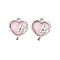 Alloy & Resin Pendants, Heart Charms, Platinum, Pink, 17x14x7mm, Hole: 1.6mm