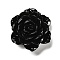 Synthetic Shell Dyed Carved Flower Connector Charms, Black, 50x45x19mm, Hole: 1.2mm