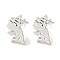 Rack Plated Cupid Angel Brass Stud Earrings for Women, Lead Free & Cadmium Free, Long-Lasting Plated, Matte Silver Color, 12x10mm