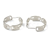 Brass Micro Pave Clear Cubic Zirconia Half Hoop Earrings EJEW-L234-031-3