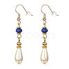 Teardrop Glass Pearl Beads Dangle Earrings with Glass Beads EJEW-JE04619-3
