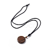 Natural Tiger Eye Flat Round with Tree of Life Pendant Necklace with Nylon Cord for Women NJEW-P274-03-01-2
