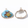 Electroplate Printed Natural Scallop Shell Pendants SSHEL-R047-04-A01-3