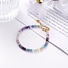 5mm Faceted Round Natural Fluorite Beaded Bracelet BJEW-JB07118-02-2