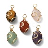 Natural Mixed Gemstone Copper Wire Wrapped Pendants PALLOY-JF02251-1