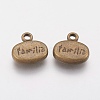 Flat Oval Carved Word Familia Tibetan Silver Message Charms X-MLF9241Y-NF-2