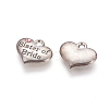 Wedding Theme Antique Silver Tone Tibetan Style Heart with Sister of Bride Rhinestone Charms TIBEP-N005-06C-2