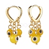 Evil Eye Lampwork Round Beads Dangle Hoop Earrings EJEW-JE04826-01-1