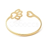 Ion Plating(IP) Hollow Dog Paw Print & Heart 304 Stainless Steel Cuff Bangles for Women BJEW-L682-015G-2