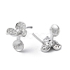 Rhodium Plated 925 Sterling Silver Stud Earring Findings STER-M115-09P-2