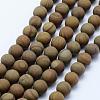 Natural Wood Lace Stone Beads Strands G-F518-21-8mm-1