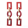 Acrylic & CCB Plastic Link Chain Dangle Stud Earrings X-EJEW-JE04470-2