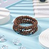 4Pcs 4 Style Natural Wood & Synthetic Turquoise(Dyed) & Hematite Stretch Bracelets Set with Cross Beaded BJEW-JB08423-2