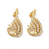Peacock Brass Micro Pave Clear Cubic Zirconia Charms KK-G425-16G-1