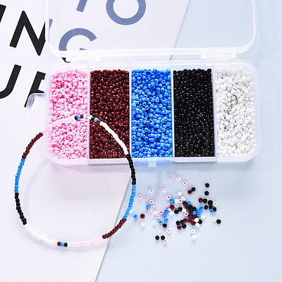 6000Pcs 5 Colors Glass Seed Beads SEED-YW0001-15A-1