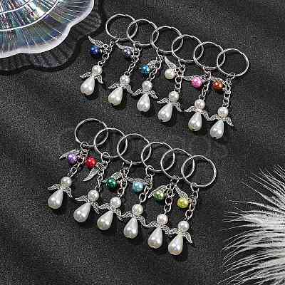 12Pcs 12 Colors Acrylic Imitation Pearl Keychians KEYC-JKC00891-1