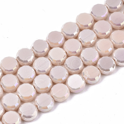 Electroplate Opaque Solid Color Glass Beads Strands EGLA-T020-07J-1