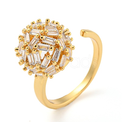 Brass Micro Pave Cubic Zirconia Open Finger Ring RJEW-C069-10G-1