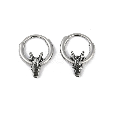 Dragon Head 316 Surgical Stainless Steel Hoop Earrings EJEW-G416-22AS-1