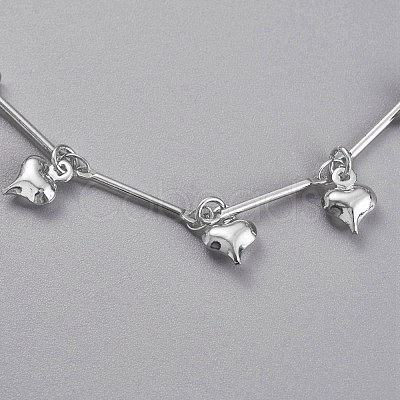 Brass Heart Charm Anklets AJEW-B005-03P-1