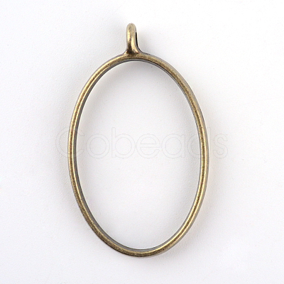 Rack Plating Alloy Oval Open Back Bezel Pendants PALLOY-S047-26F-FF-1