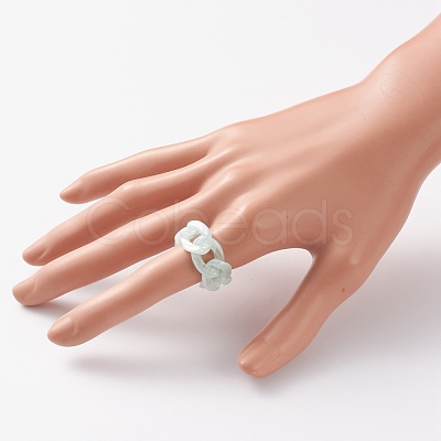 Transparent Acrylic Curb Chain Finger Rings RJEW-JR00312-01-1