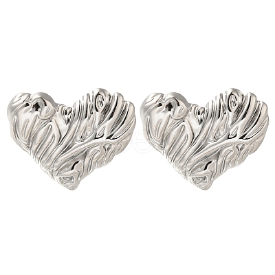 304 Stainless Steel Heart Stud Earrings EJEW-I312-06P-1