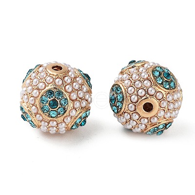 Golden Plated Alloy Rhinestone Beads FIND-E046-14G-02-1