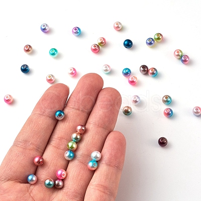 Rainbow ABS Plastic Imitation Pearl Beads OACR-YW0001-02B-1