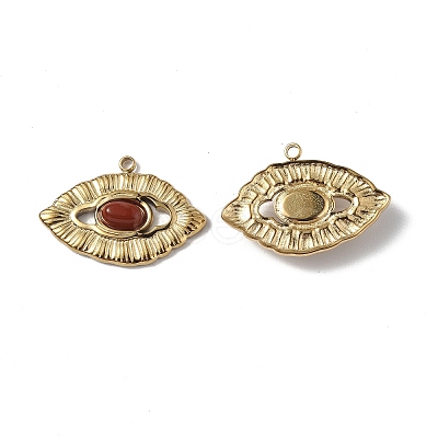 PVD Vacuum Plating 201 Stainless Steel Natural Natural Red Jasper Pendants STAS-C064-VC911-1