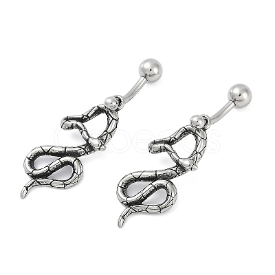 Snake 316 Surgical Stainless Steel Dangle Belly Button Rings EJEW-G416-18D-AS-1