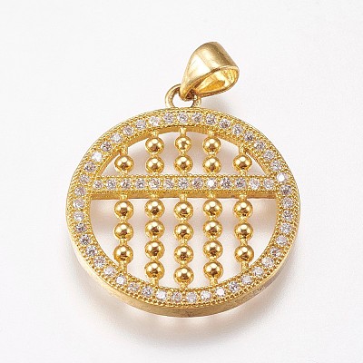 Brass Micro Pave Cubic Zirconia Pendants ZIRC-E145-04G-1