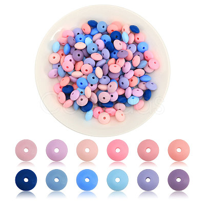 CHGCRAFT 180Pcs 12 Colors Rondelle Food Grade Eco-Friendly Silicone Abacus Beads SIL-CA0003-18-1